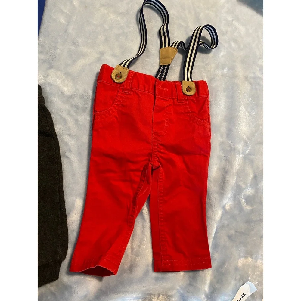 Baby Boy Pants Bundle 3-6M Carter's Star Wars Cat & Jack Suspenders 5pc Lot